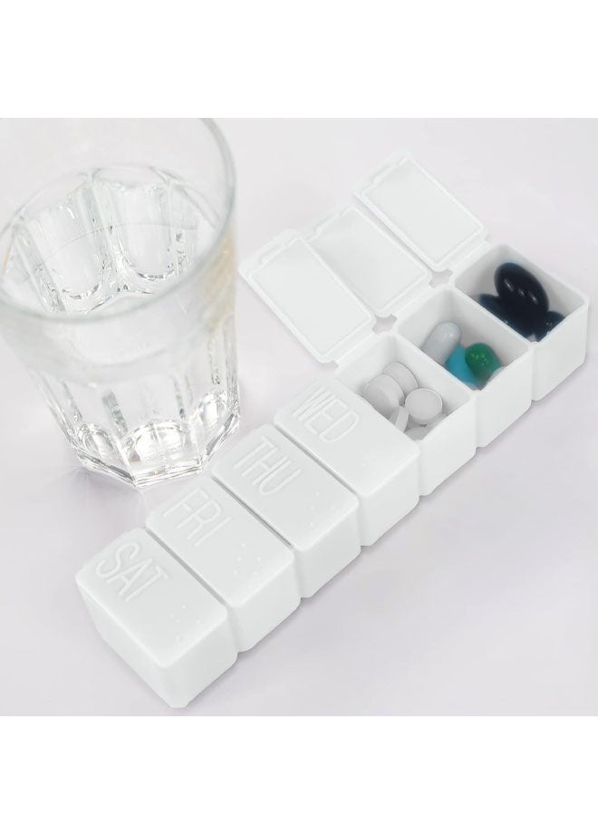 منظم حبوب أسبوعي أبيض صغير (قطعتان)، علبة حبوب تكفي 7 أيام، علبة فيتامينات يومية، علبة أدوية، حاويات حبوب للمكملات الغذائية وزيت السمك - Image 4